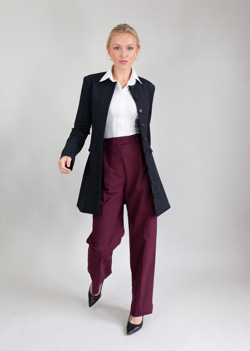 jewel neck coat dress black