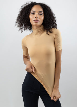 Short Sleeve Turtleneck Caramel