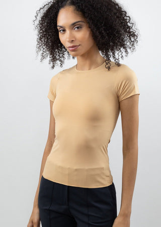 Short Sleeve Crew Neck Caramel
