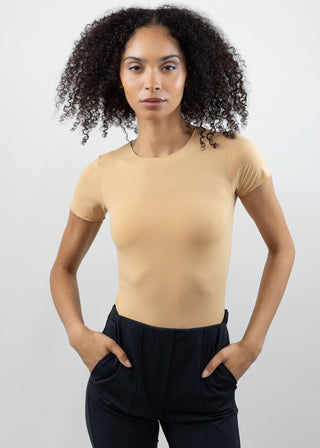Short Sleeve Crew Neck Caramel
