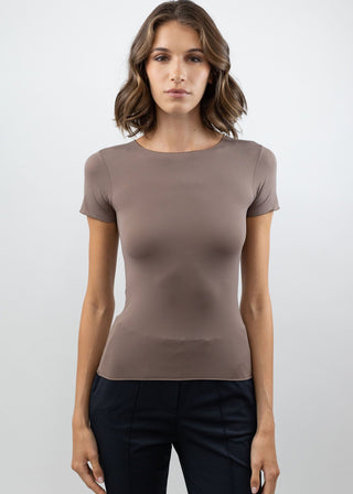 Short Sleeve Crew Neck Mocha