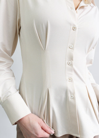 Pleated Blouse | Almond Gingham