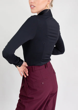 Long Sleeve Fitted Blouse | Black
