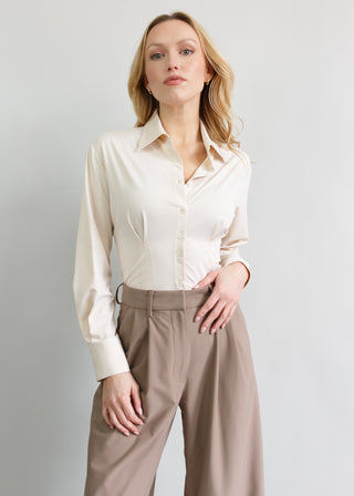 Pleated Blouse | Almond Gingham