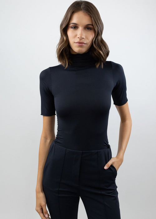 Short Sleeve Turtleneck Black