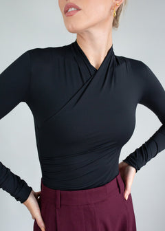 silhouette wrap top black