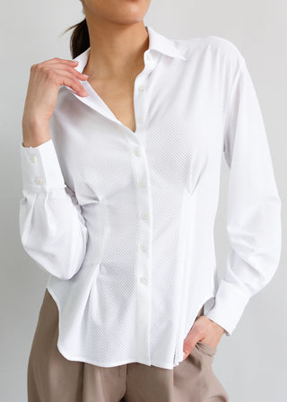 Pleated Blouse | Cloud Lattice white