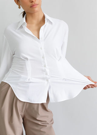 Pleated Blouse | Cloud Lattice white