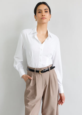 Pleated Blouse | Cloud Lattice white