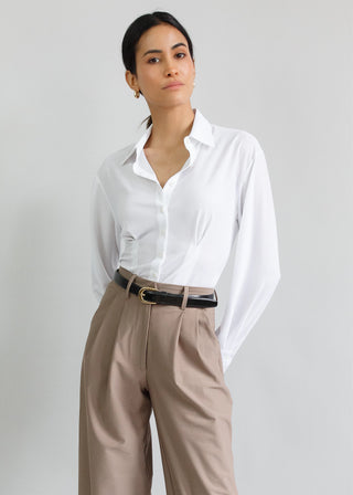 Pleated Blouse | Cloud Lattice White