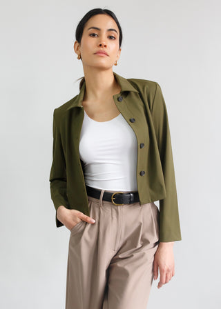 Structured Cropped Jacket | Olive
Reversible Scoop Tank White