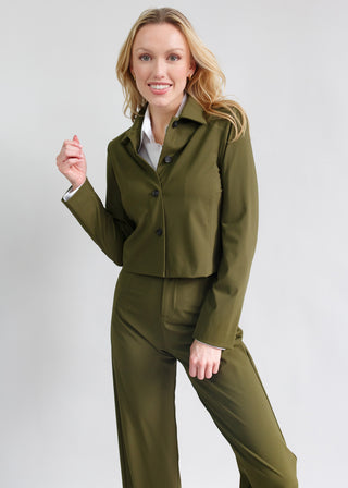 Structured Cropped Jacket | Olive