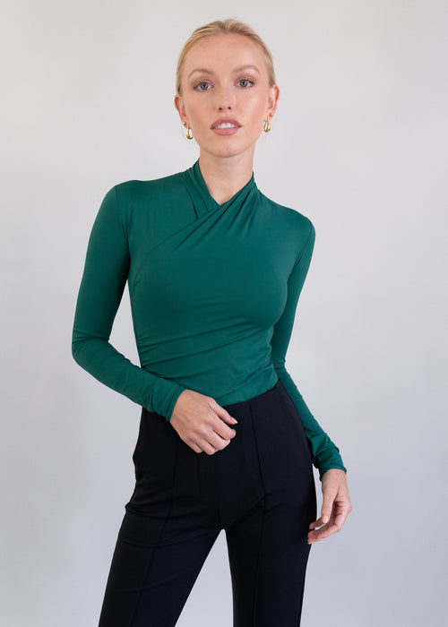 silhouette wrap top evergreen