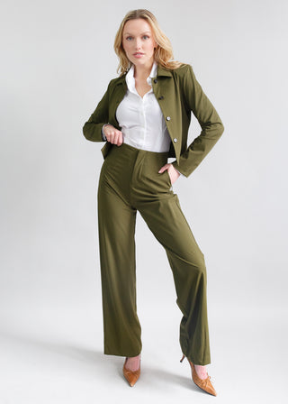 Structured Cropped Jacket and Modern City Trouser | Olive
