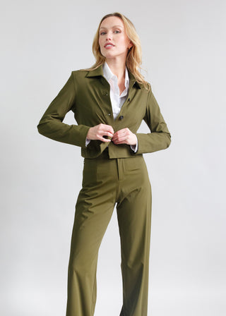 Structured Cropped Jacket | Olive