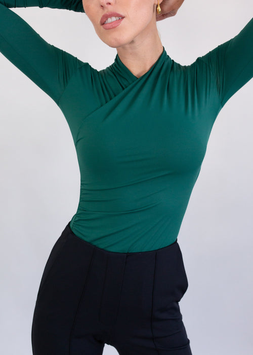 silhouette wrap top evergreen