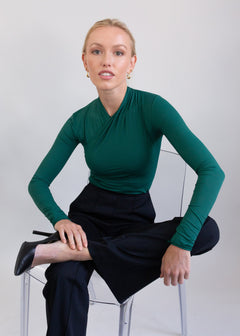 silhouette wrap top evergreen
