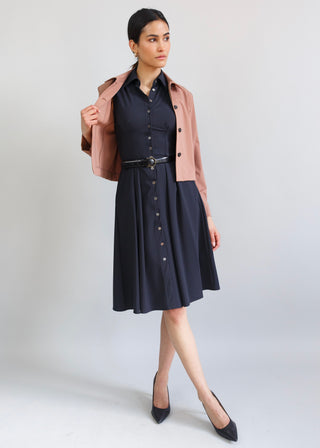 sleeveless fit and flare shirt dress black