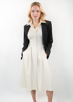 sleeveless fit and flare shirt dress bisque