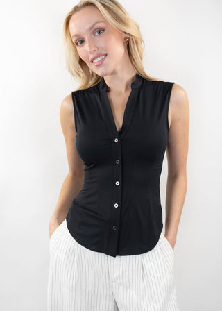 sleeveless v-neck blouse black