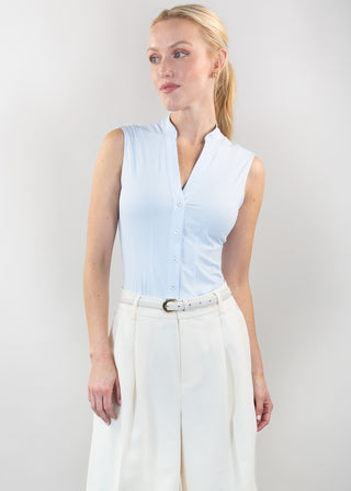 sleeveless v-neck blouse pastel blue
