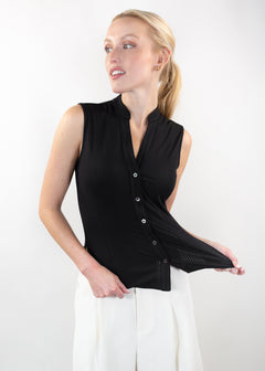 sleeveless ribbed v-neck blouse