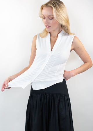 sleeveless ribbed v-neck blouse