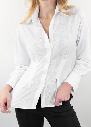 pleated bubble blouse white