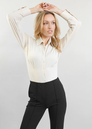 Pleated Blouse | Almond Gingham