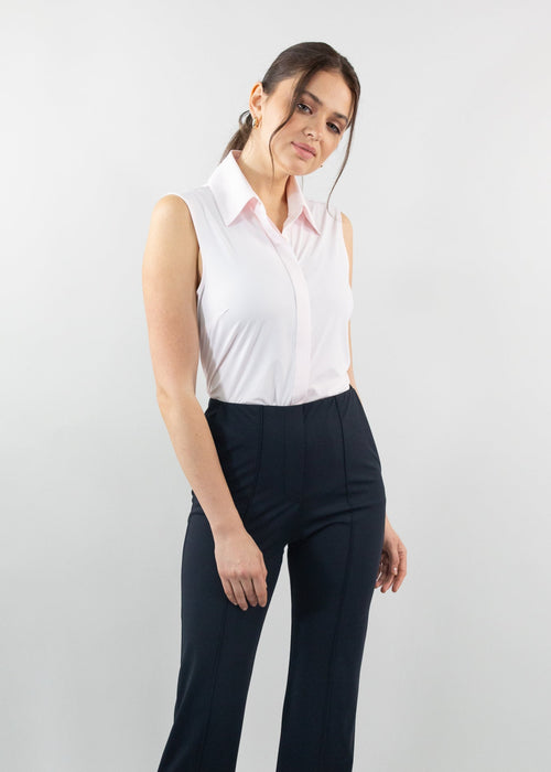classic sleeveless button up soft pink