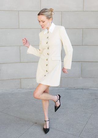 Jewel-Neck Coat Dress | Bisque