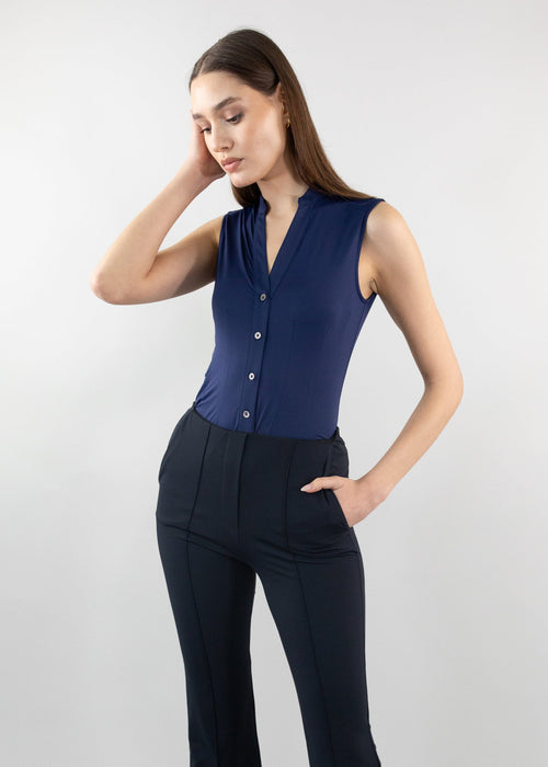 sleeveless v-neck blouse navy