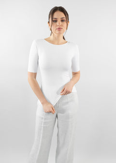 short sleeve reversible scoop white