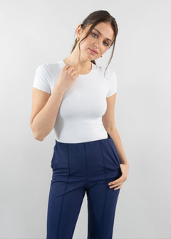 short sleeve crew neck white