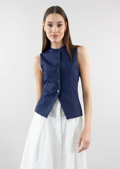 Jewel-neck vest navy