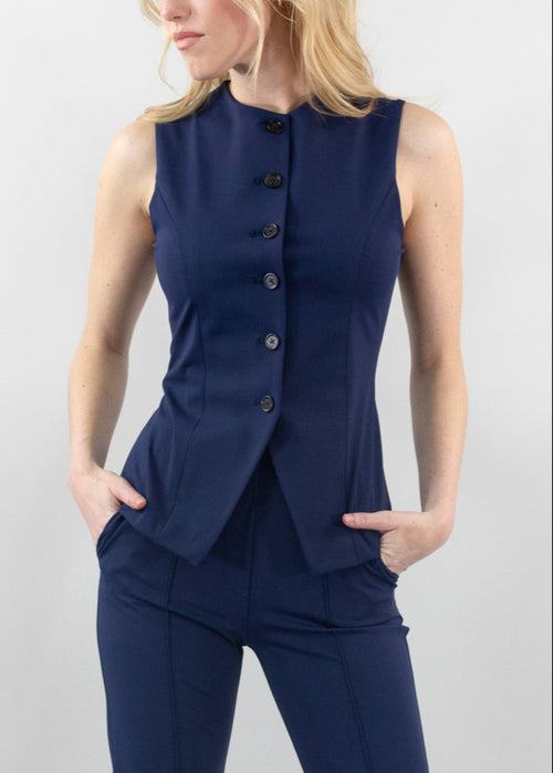 jewel-neck vest navy