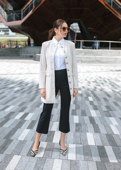 jewel neck coat dress bisque 
