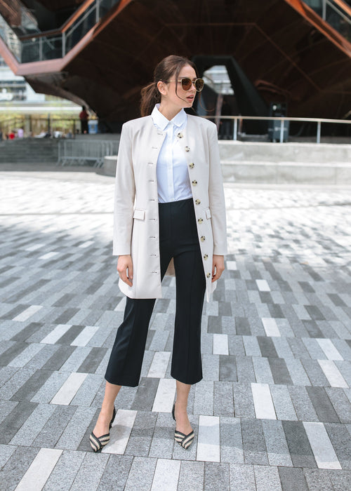 jewel neck coat dress bisque 