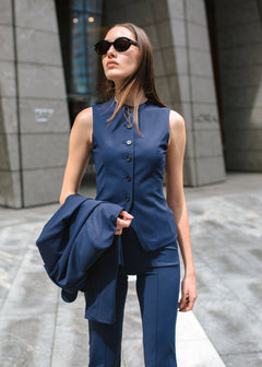 jewel neck vest navy