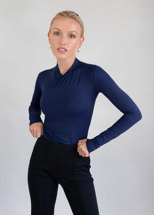 silhouette wrap top navy