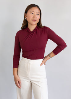 silhouette wrap top merlot
