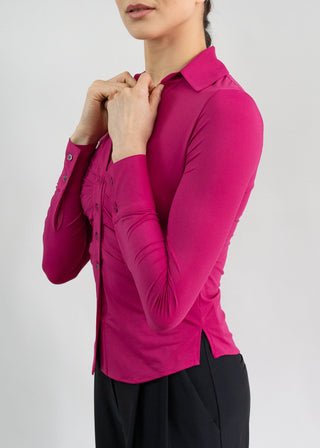 Ruched V-Neck Blouse | Berry