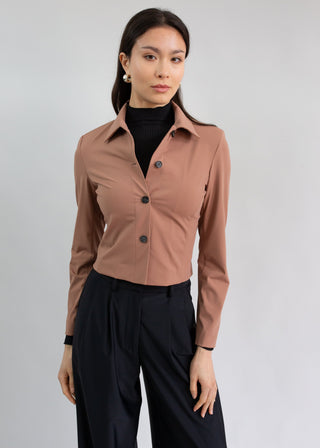 Structured Cropped Jacket | Rosewood Taupe