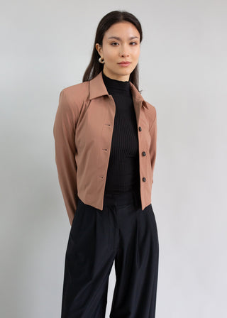 Structured Cropped Jacket | Rosewood Taupe