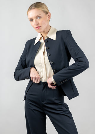 Jewel-Neck Tailored Blazer | Black