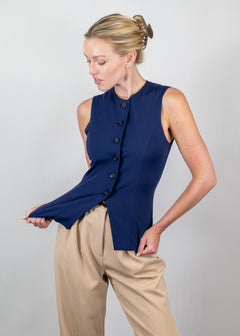 jewel neck vest navy