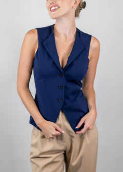 jewel neck vest navy