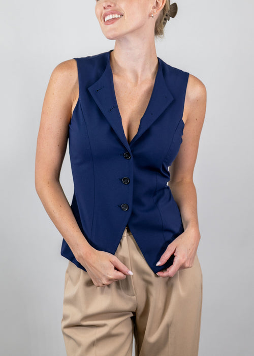 jewel neck vest navy