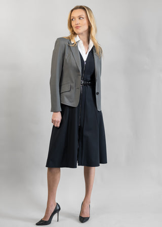 Double Zipper Fit -and-Flare Dress | Black