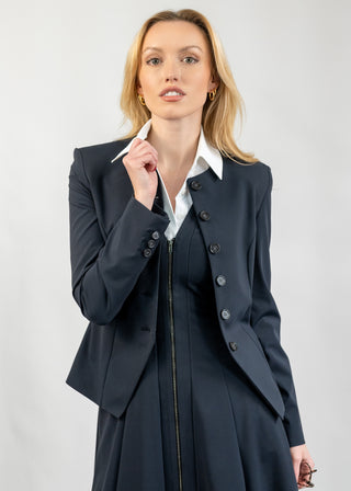 Jewel-Neck Tailored Blazer | Black